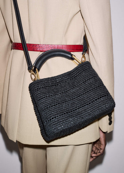 Black Raffia Mini Day Bag | ME+EM
