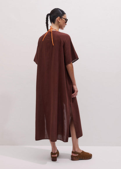Cinnamon Brown Tie Front Maxi Cover Up | ME+EM