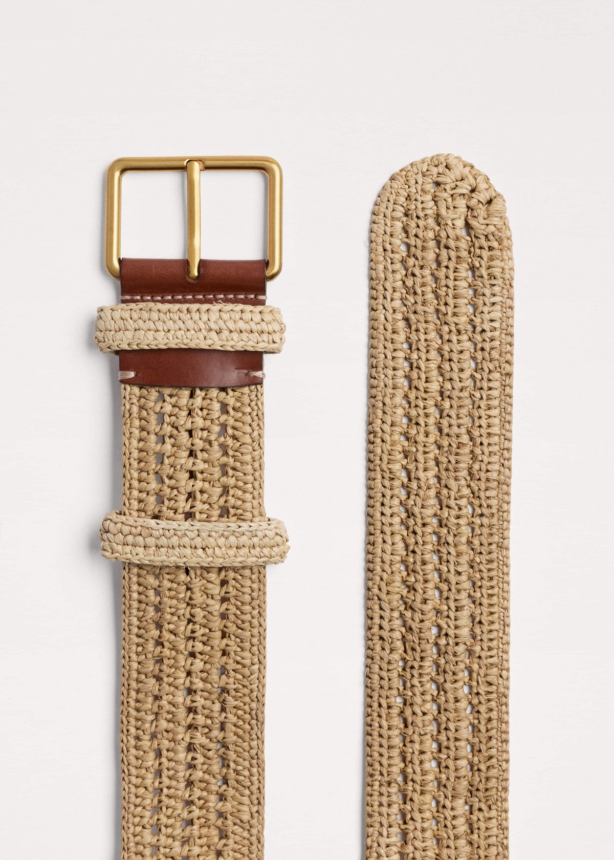 Tan Raffia Wide Summer Belt | ME+EM