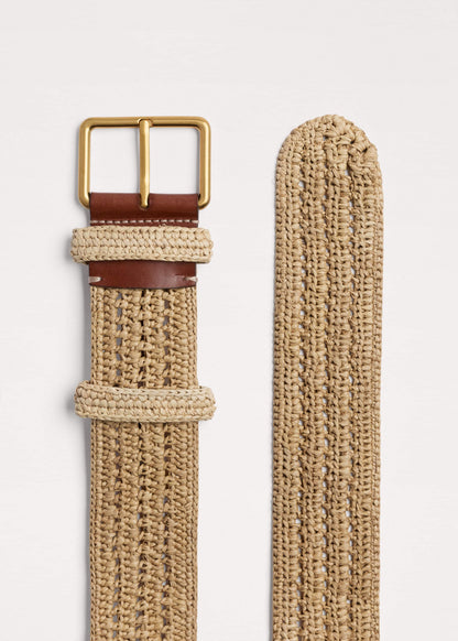 Tan Raffia Wide Summer Belt | ME+EM