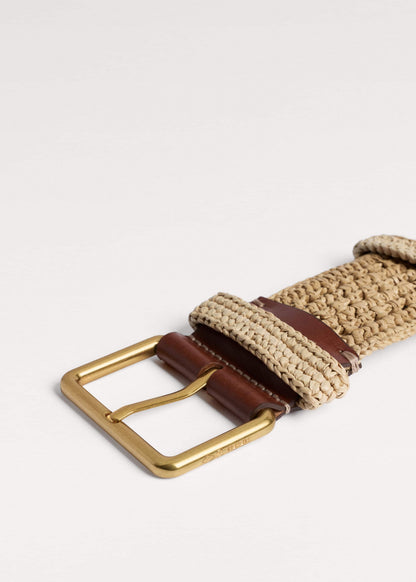 Tan Raffia Wide Summer Belt | ME+EM