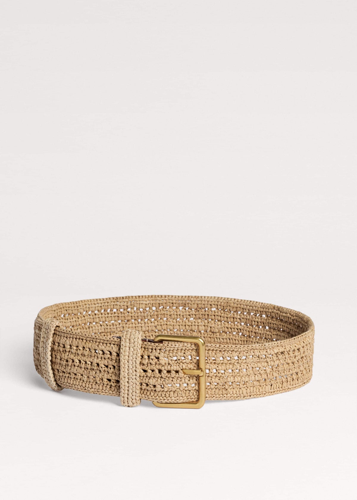 Tan Raffia Wide Summer Belt | ME+EM