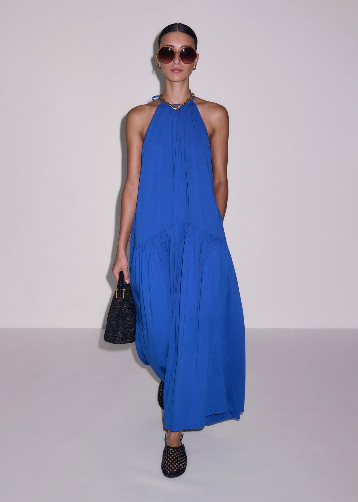 Blue Halterneck Maxi Dress | ME+EM