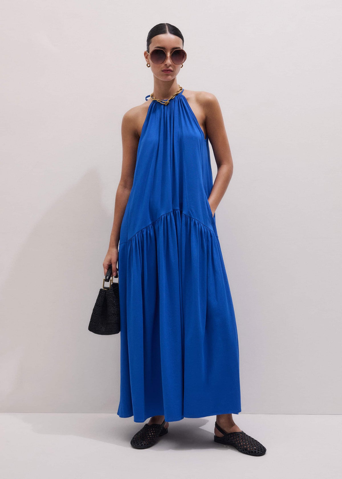 Blue Halterneck Maxi Dress | ME+EM