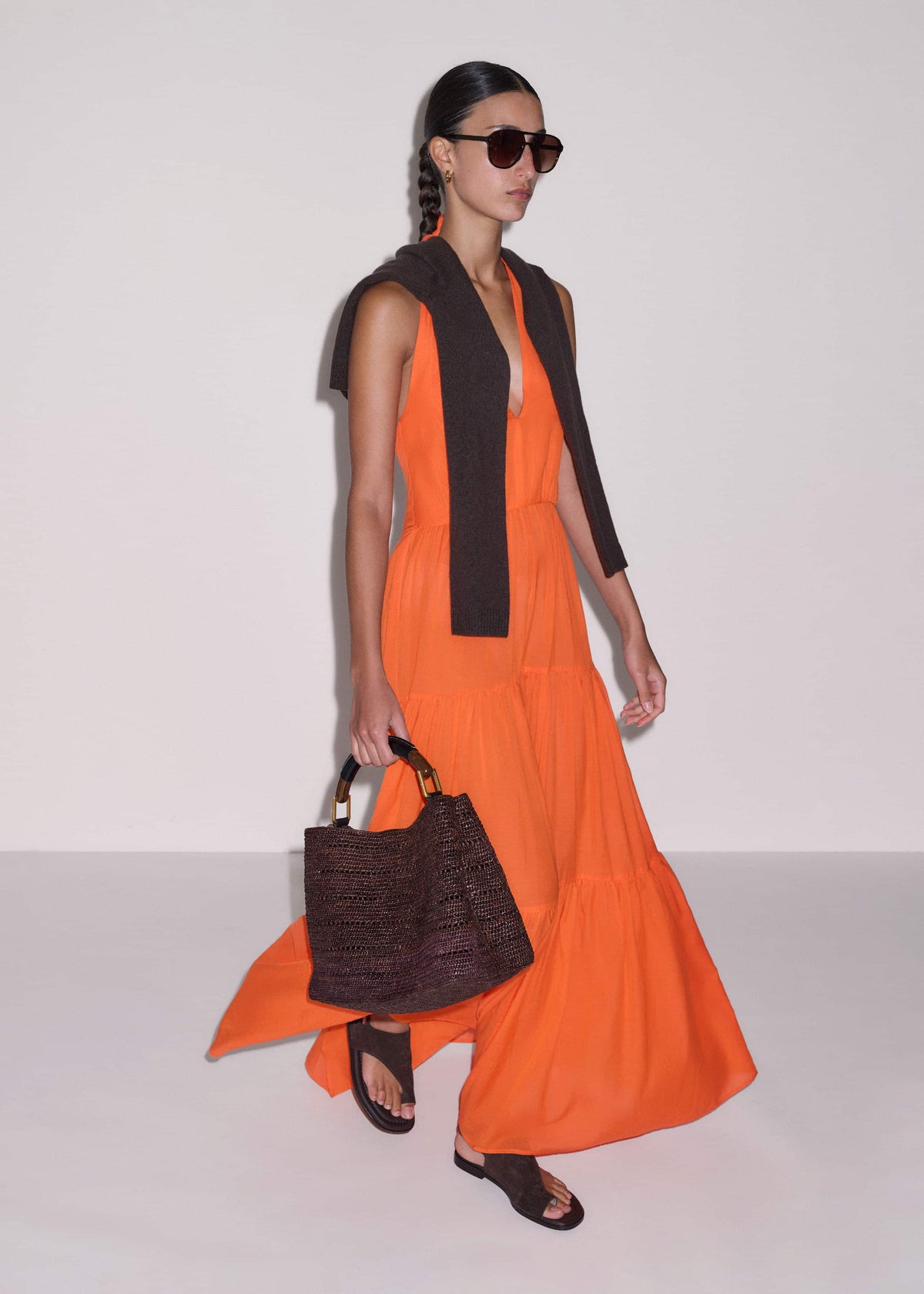Orange Tiered Maxi Beach Dress | ME+EM
