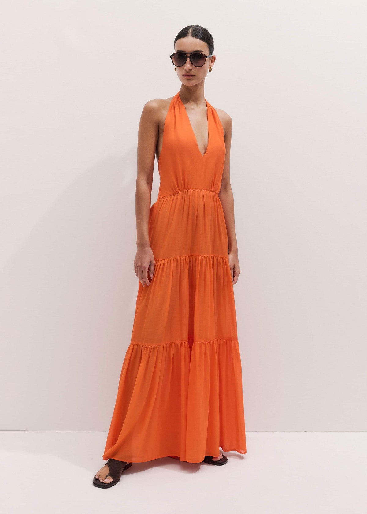 Orange Tiered Maxi Beach Dress | ME+EM
