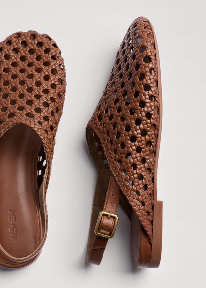 Brown Woven Slingback Shoe | ME+EM