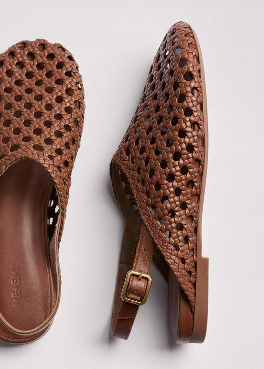 Brown Woven Slingback Shoe | ME+EM