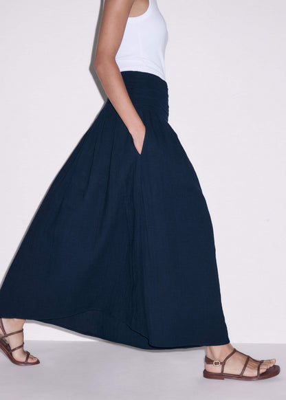 Navy Cheesecloth Relaxed Maxi Skirt | ME+EM