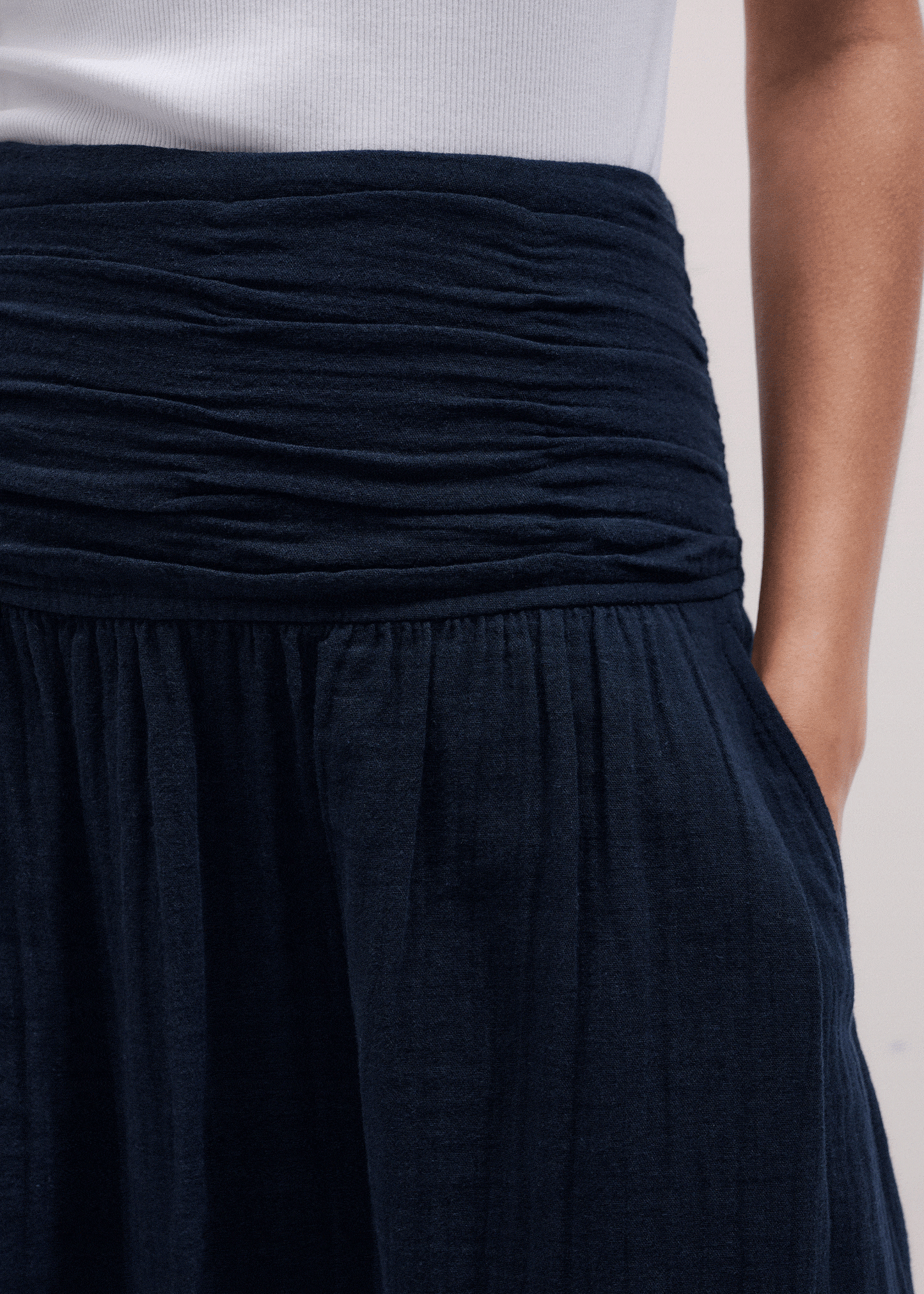 Navy Cheesecloth Relaxed Maxi Skirt | ME+EM