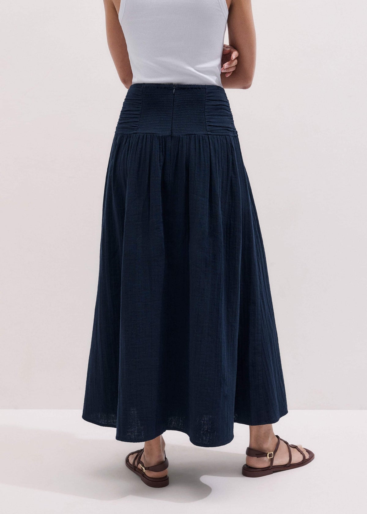 Navy Cheesecloth Relaxed Maxi Skirt | ME+EM