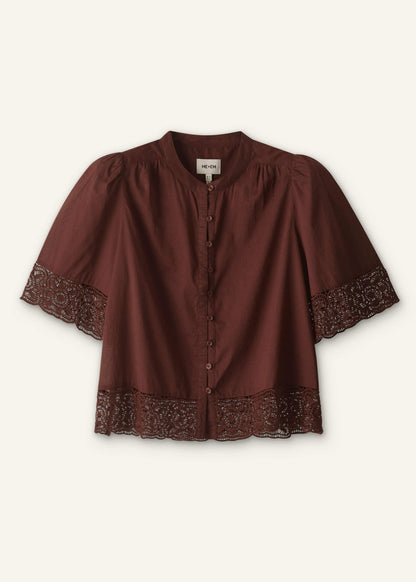 Cinnamon Brown Lace Trim Crop Top | ME+EM