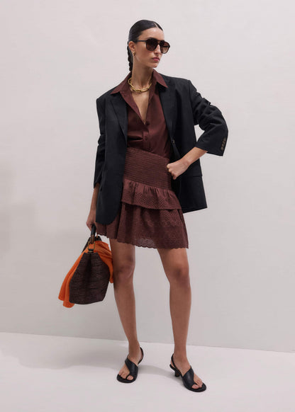 Cinnamon Shirred Mini Skirt | ME+EM