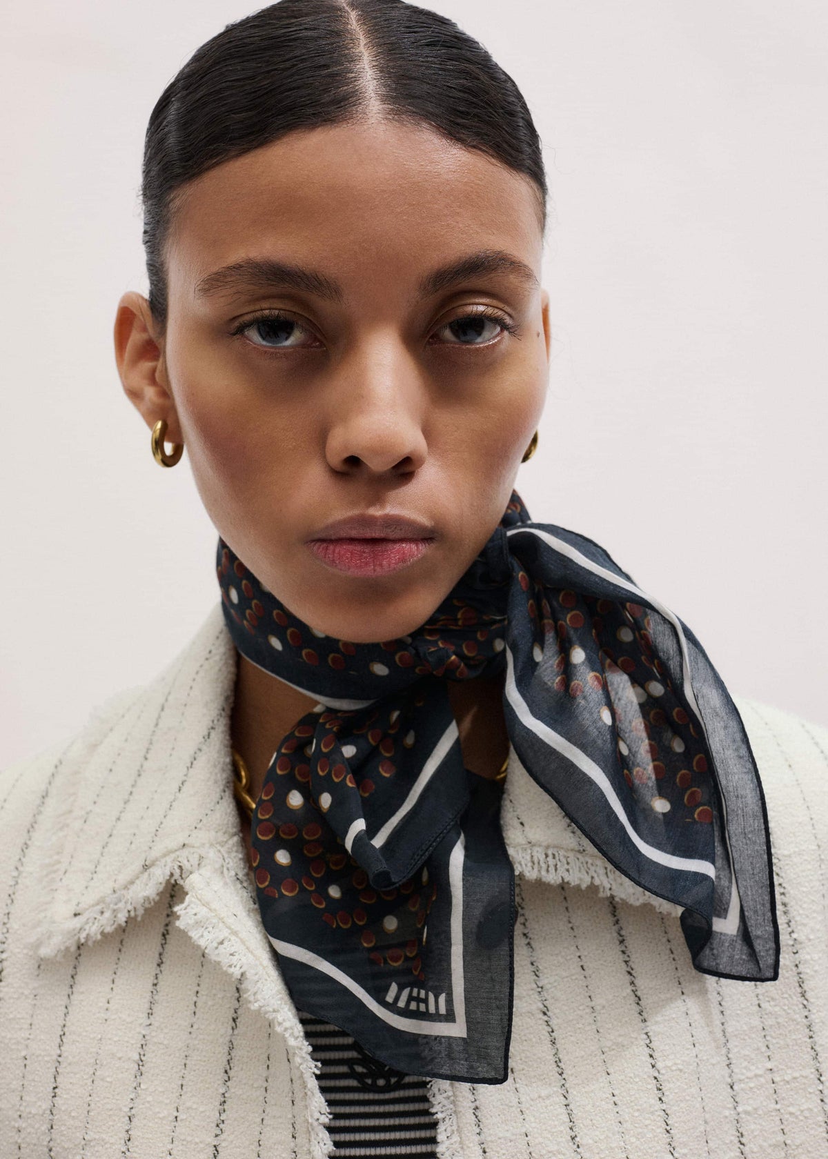 Black Dotted Border Scarf | ME+EM