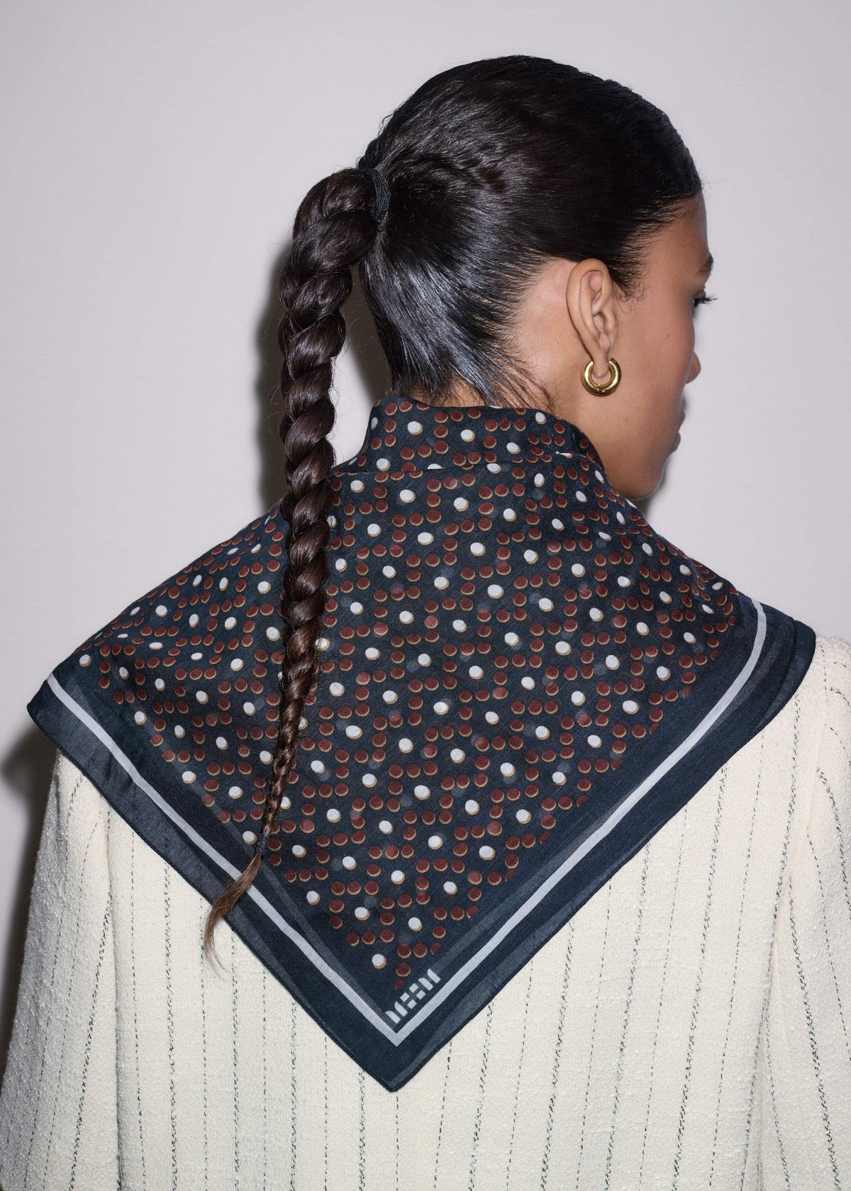 Black Dotted Border Scarf | ME+EM