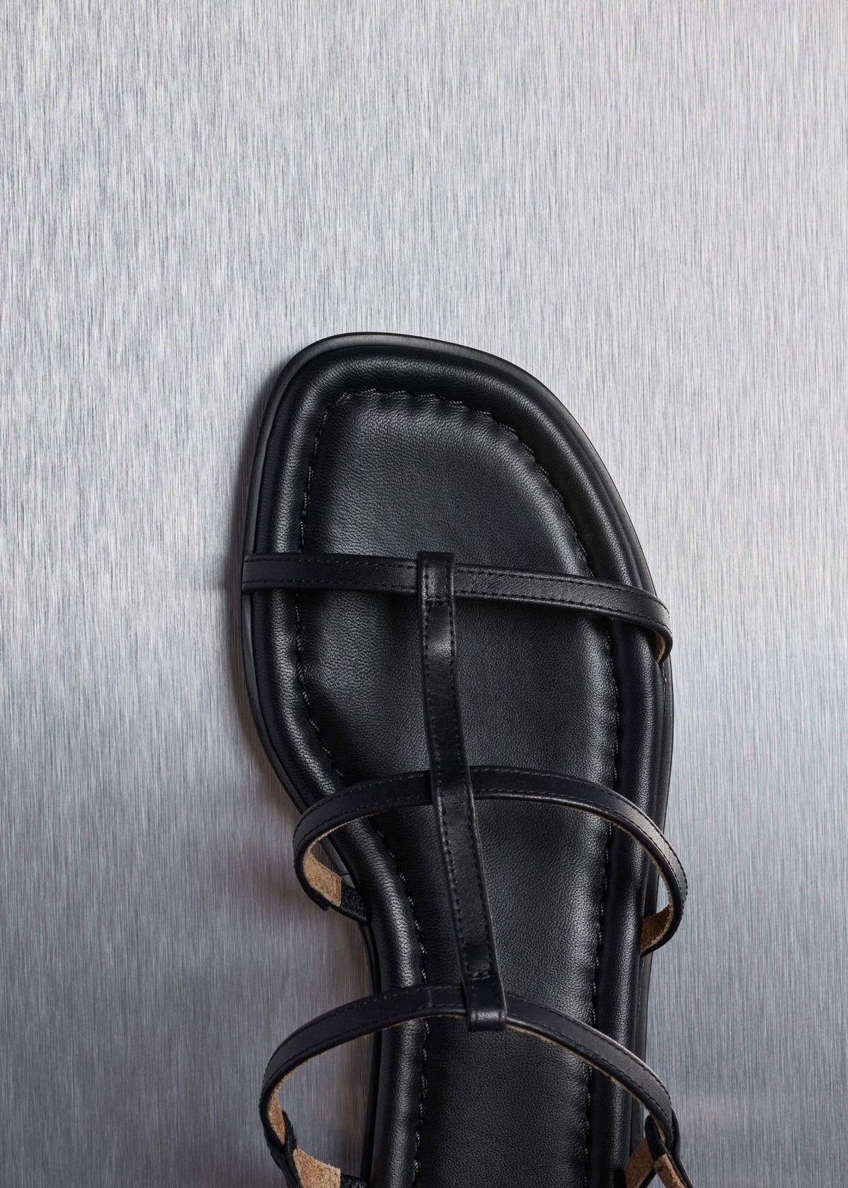 Black Caged Flat Sandal | ME+EM