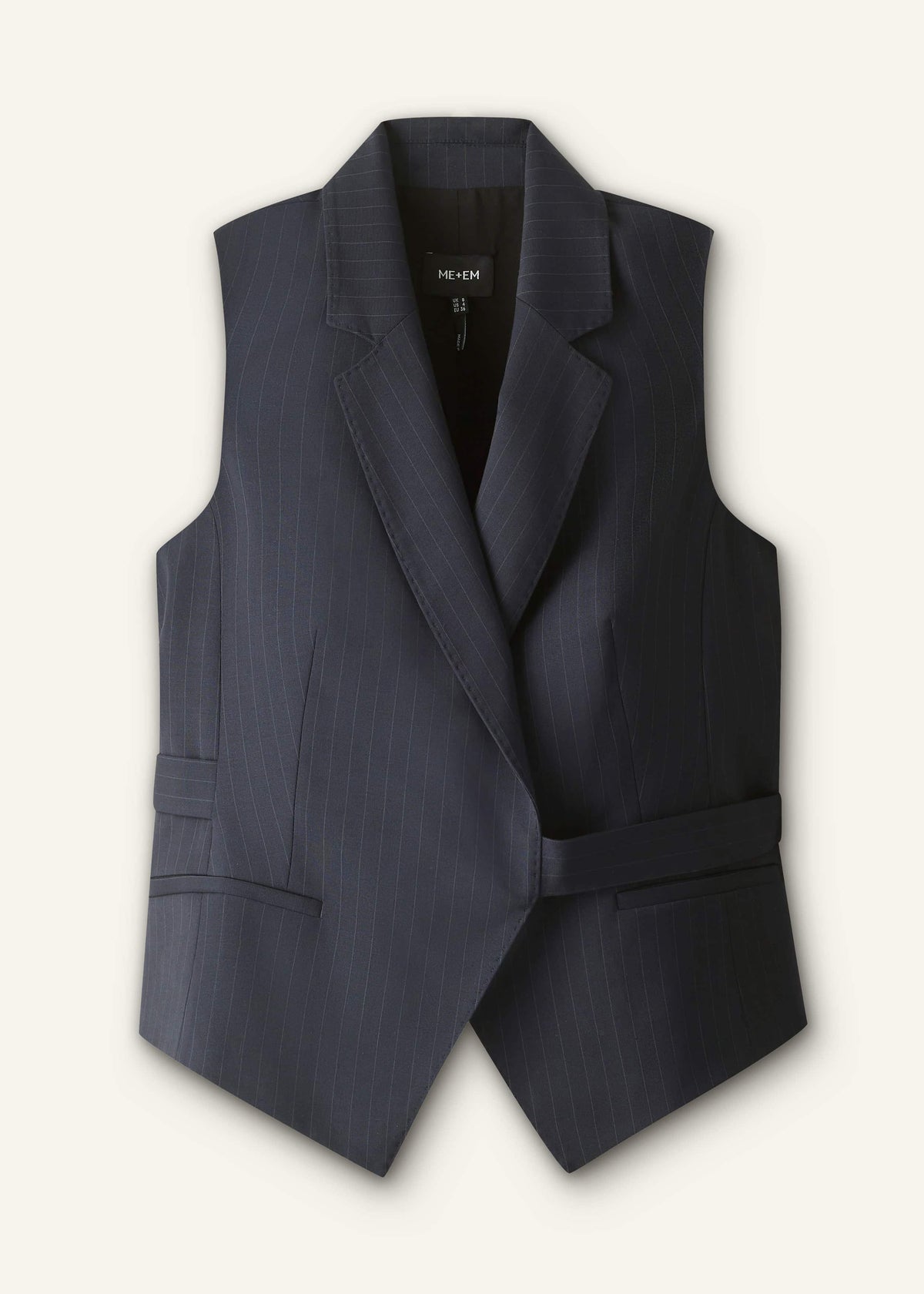 Navy Pinstripe Wrap Vest | ME+EM