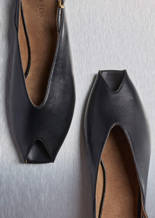 Black Peep Toe Flat | ME+EM