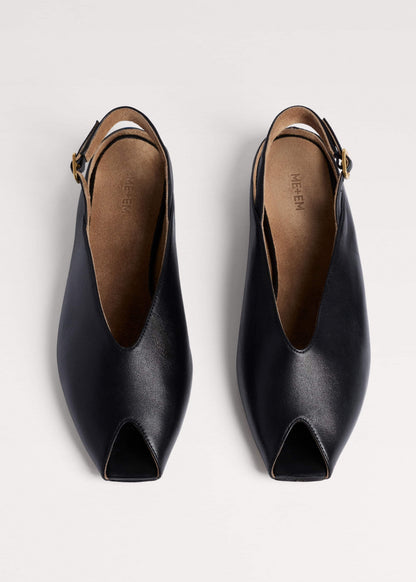 Black Peep Toe Flat | ME+EM