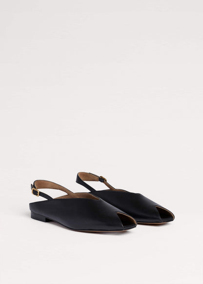 Black Peep Toe Flat | ME+EM