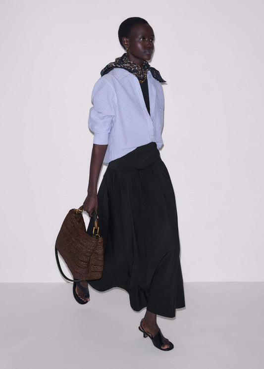Black Mixed Media Maxi Skirt | ME+EM