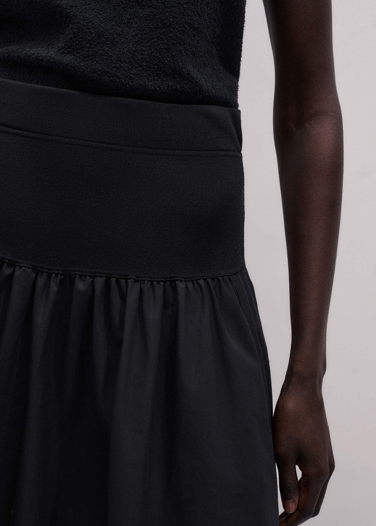 Black Mixed Media Maxi Skirt | ME+EM