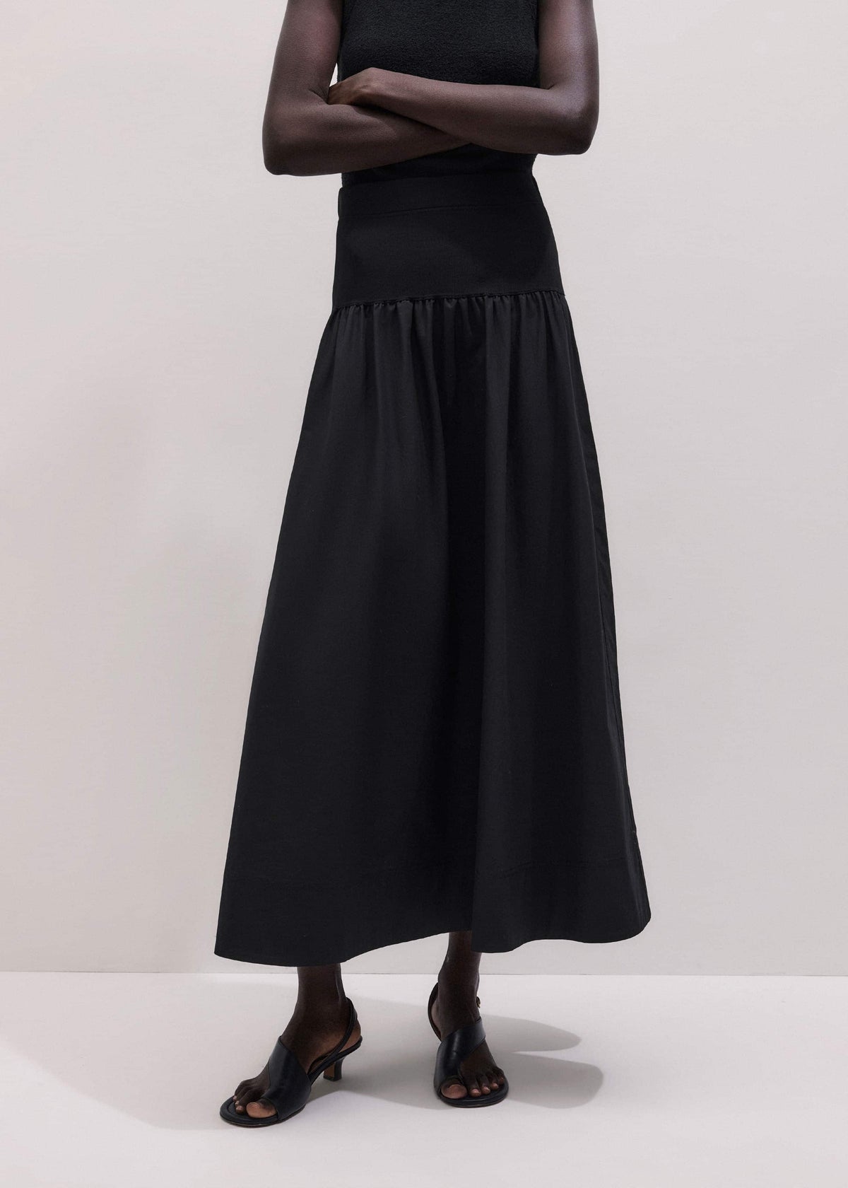 Black Mixed Media Maxi Skirt | ME+EM
