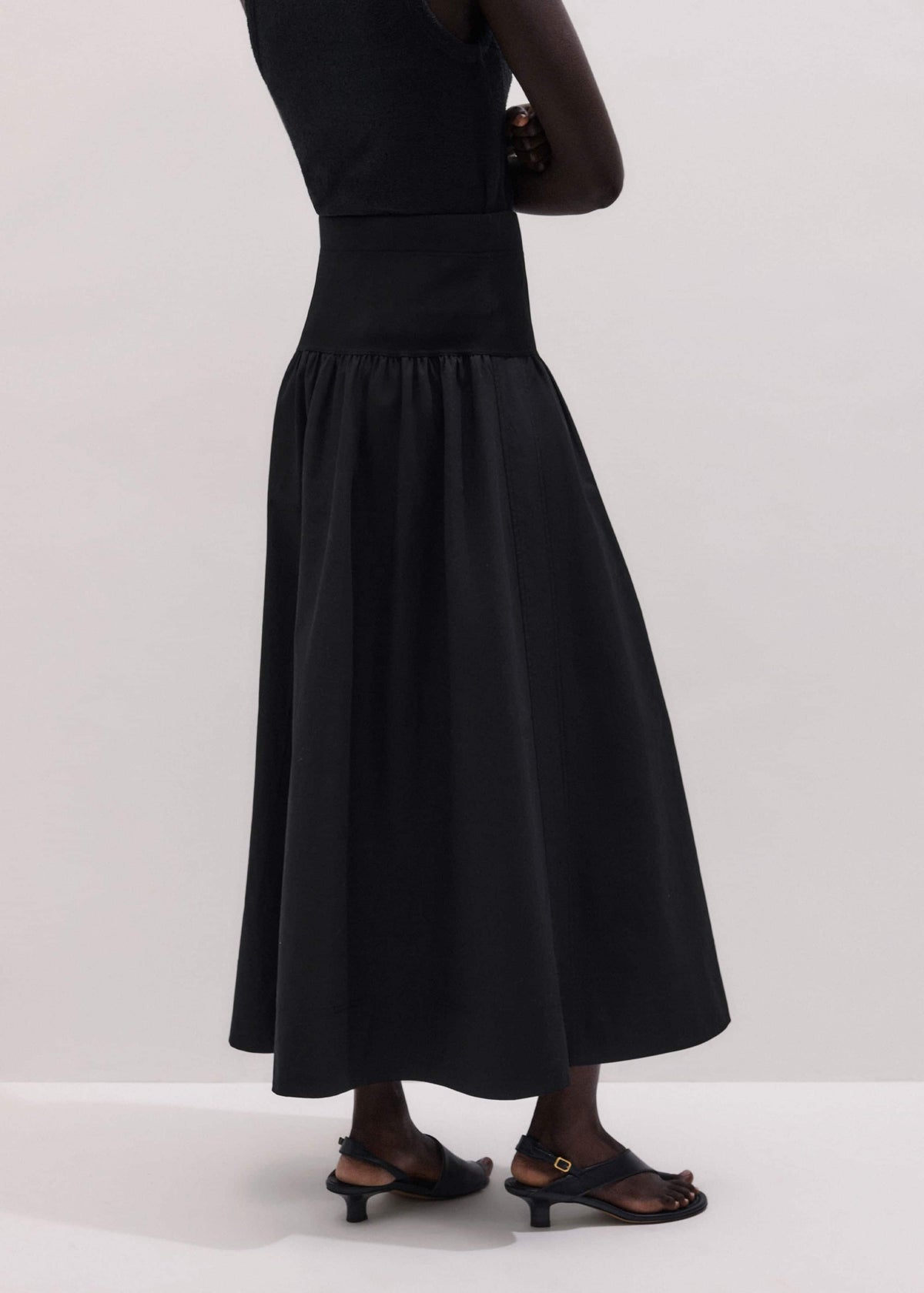Black Mixed Media Maxi Skirt | ME+EM