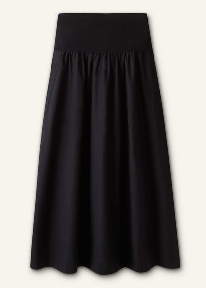 Black Mixed Media Maxi Skirt | ME+EM
