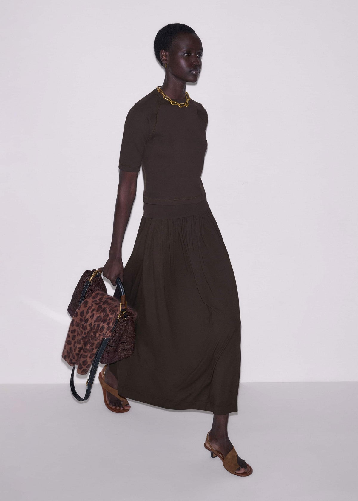 Brown Soft Sculpt Maxi Skirt | ME+EM
