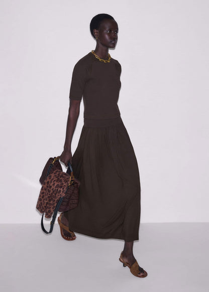 Brown Soft Sculpt Maxi Skirt | ME+EM