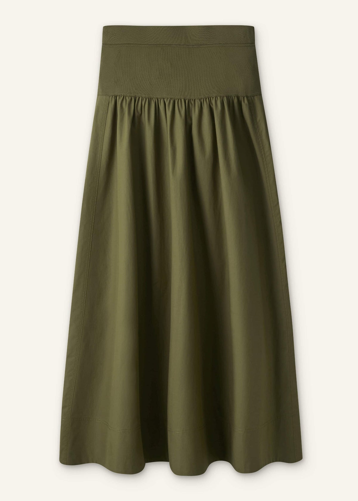 Olive Green Mixed Media Maxi Skirt | ME+EM