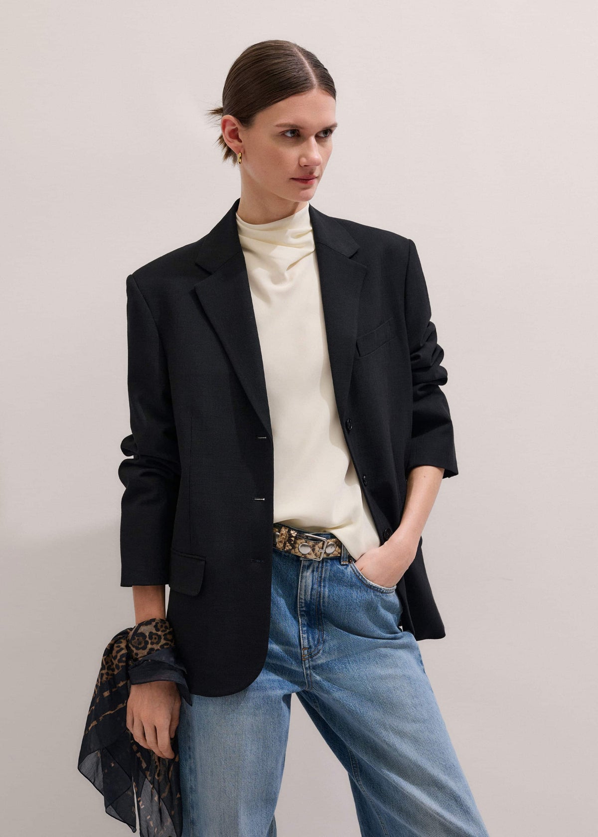 Cream Silk Elevated Cowl Neck Top | ME+EM