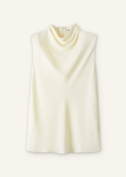 Cream Silk Elevated Cowl Neck Top | ME+EM