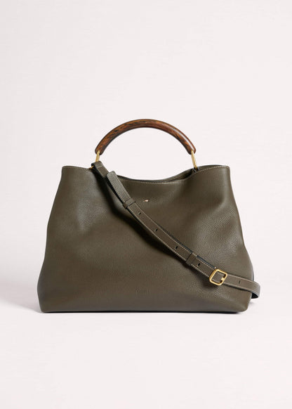 Olive Green Leather Soft Constructed Day Bag | ME+EM
