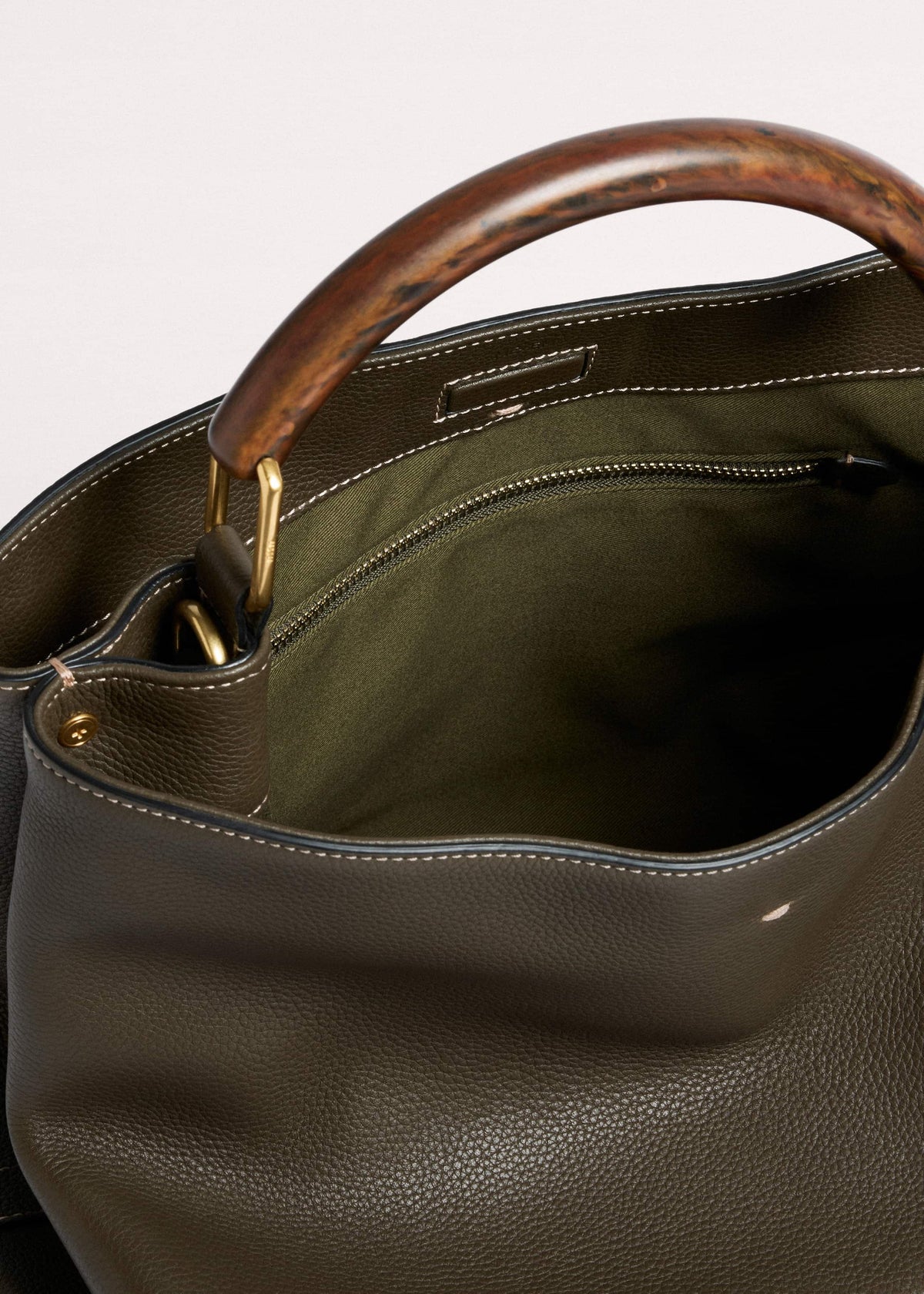 Olive Green Leather Soft Constructed Day Bag | ME+EM