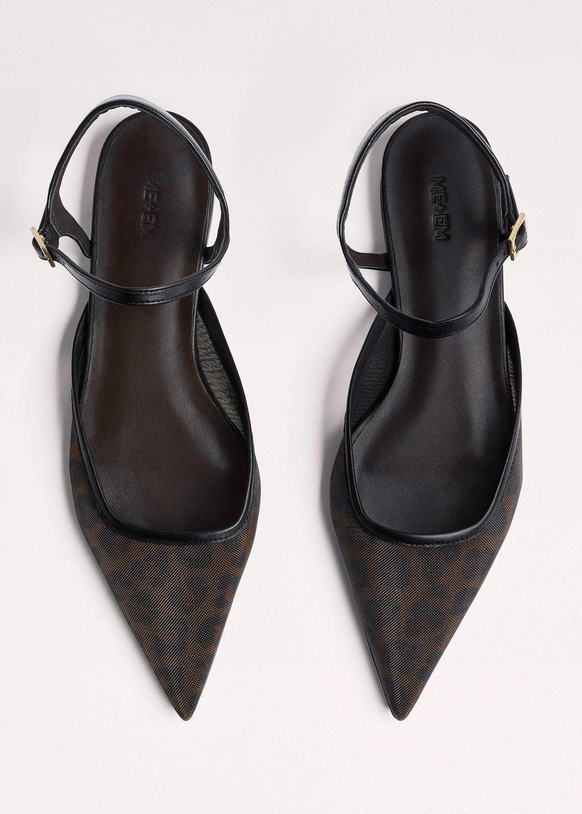 Brown Leopard Print Mesh Point-Toe Flat | ME+EM