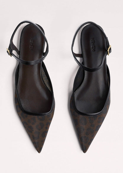 Brown Leopard Print Mesh Point-Toe Flat | ME+EM