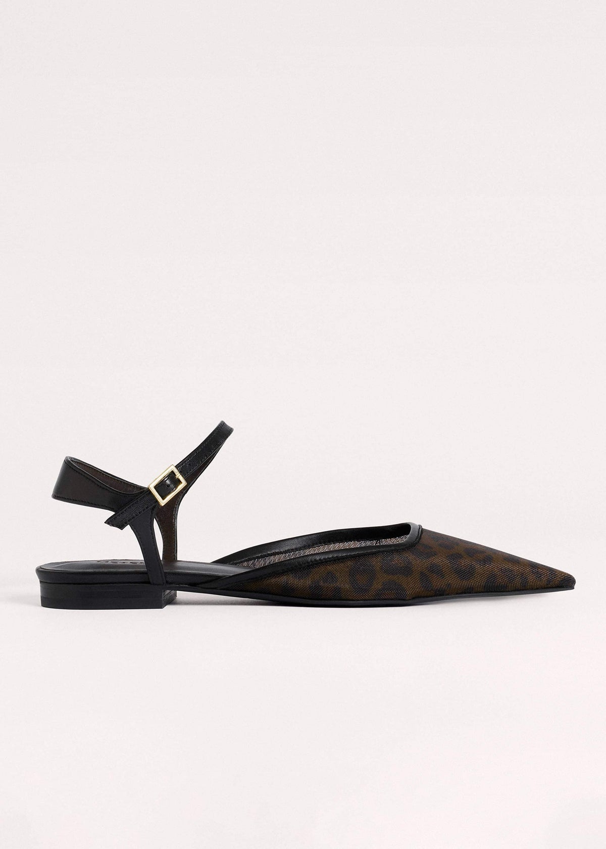 Brown Leopard Print Mesh Point-Toe Flat | ME+EM