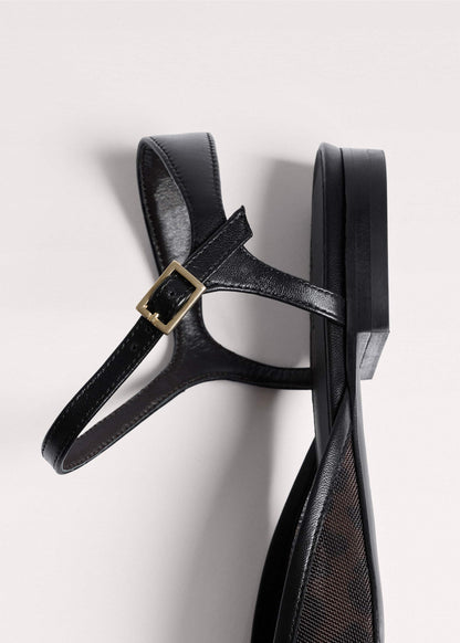 Brown Leopard Print Mesh Point-Toe Flat | ME+EM