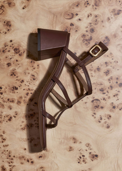 Dark Brown Caged Occasion Sandal | ME+EM