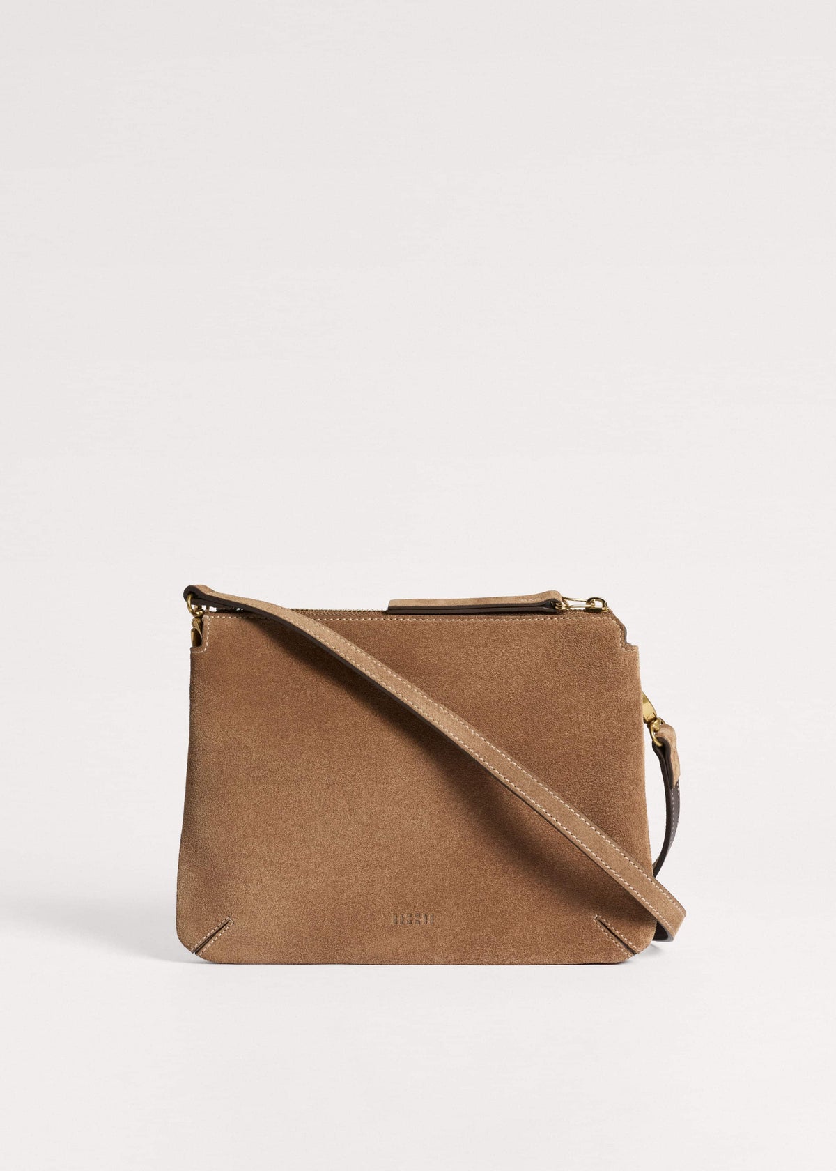 Brown Suede Double Pouch Crossbody Bag | ME+EM