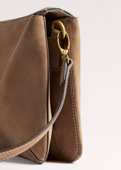 Brown Suede Double Pouch Crossbody Bag | ME+EM