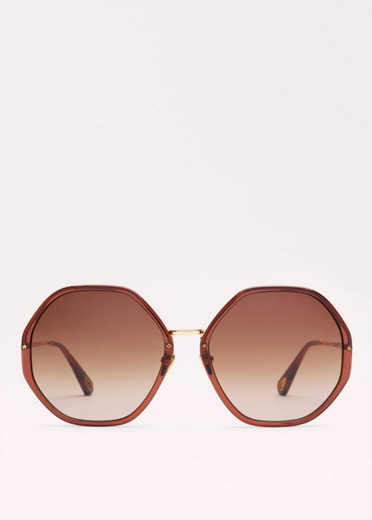 Cinnamon Hetagonal Frame Sunglasses | ME+EM