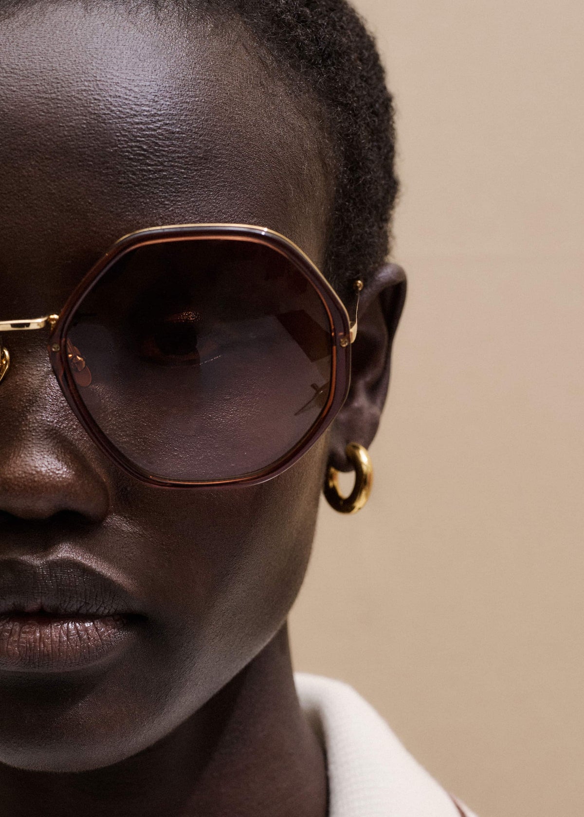 Cinnamon Hetagonal Frame Sunglasses | ME+EM