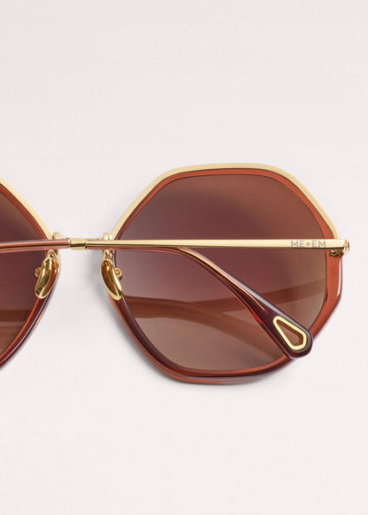 Cinnamon Hetagonal Frame Sunglasses | ME+EM