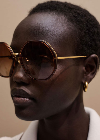 Cinnamon Hetagonal Frame Sunglasses | ME+EM