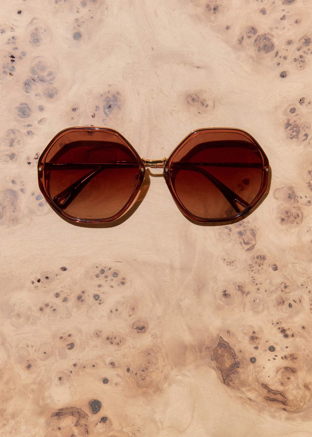 Cinnamon Hetagonal Frame Sunglasses | ME+EM