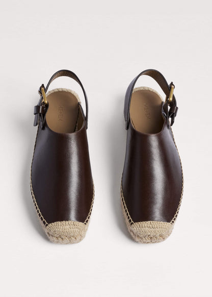 Brown Leather Slingback Espadrille | ME+EM