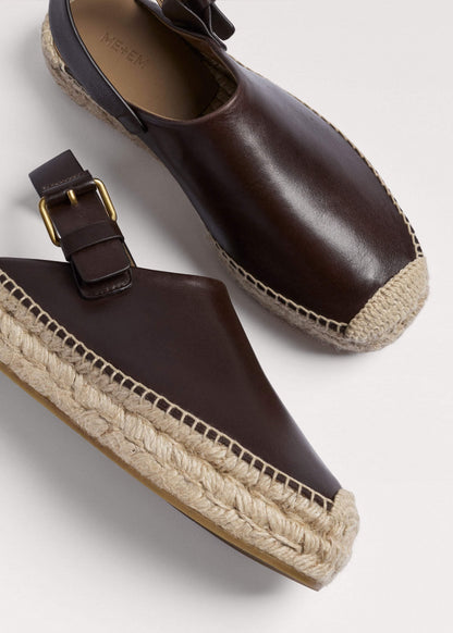 Brown Leather Slingback Espadrille | ME+EM